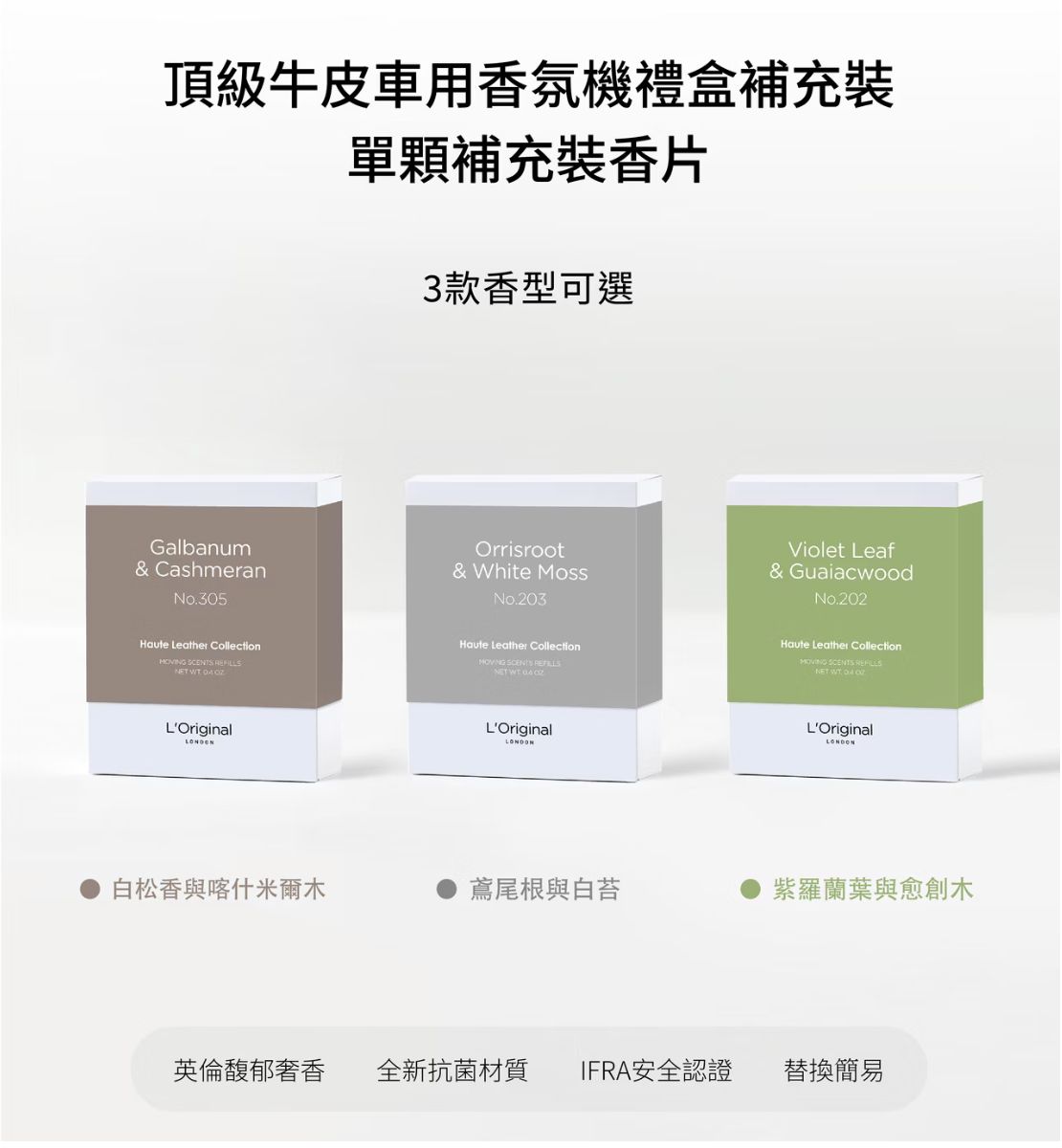 英國L'Original頂級牛皮車用香氛機禮盒補充裝