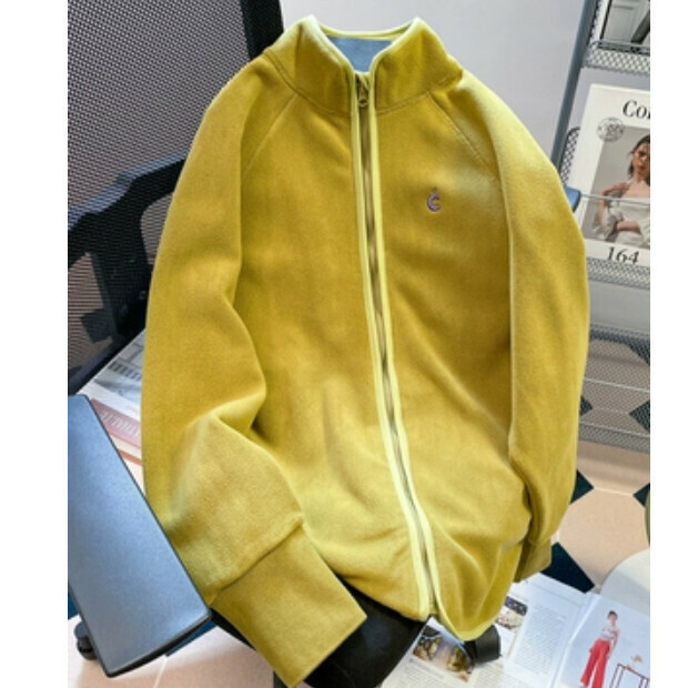 Hot Selling Polar Fleece Stand Collar Jacket [Mustard Yellow] Sizes [M - 2XL] [Please contact customer service to confirm the delivery size after placing the order]
