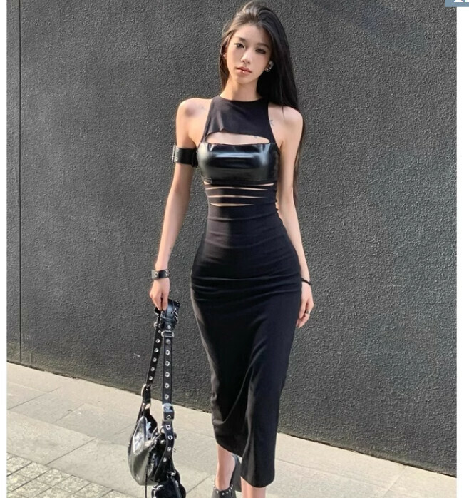 Hot Selling Hollow Tight Hip Covering Long Skirt [Black] Sizes [S-XL] [Please contact customer service to confirm the delivery size after placing the order]