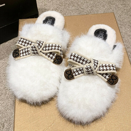 Hot selling Baotou furry slippers [off-white] [size 35-40] (please contact customer service to confirm the delivery size after placing the order)