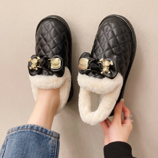 熱賣加絨厚底毛毛鞋【黑色】【35-40碼】（下單後請聯絡客服確認發貨尺碼）