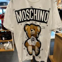 [S] MOSCHINO TEDDY BEAR PRINT WITH SAFETY PIN T-SHIRT,WHITE, EV070455402002 (SM791)