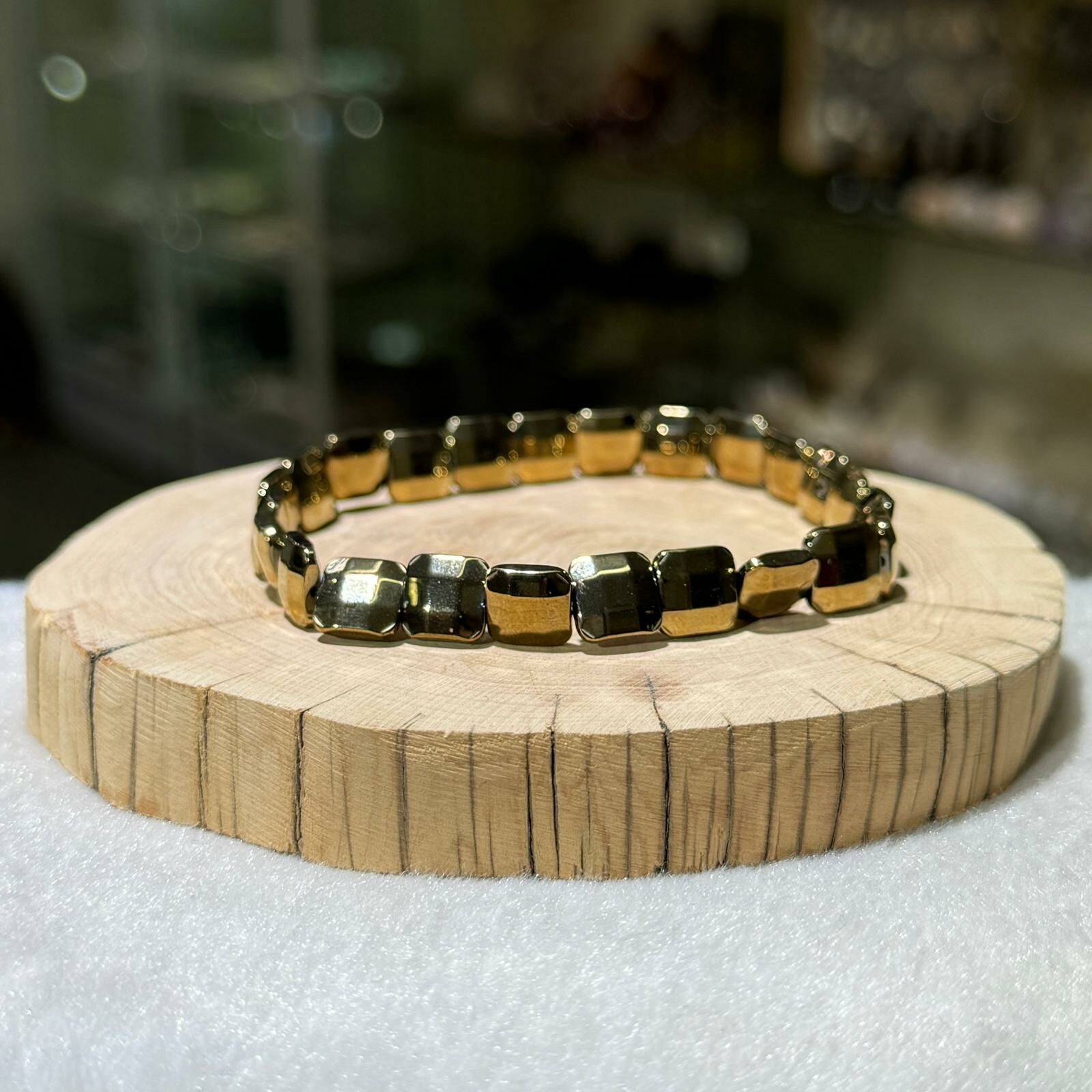 黃銅礦方牌切面手串 8 mm +/-