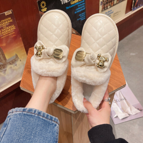 熱賣加絨厚底毛毛鞋【米白色】【35-40碼】（下單後請聯絡客服確認發貨尺碼）