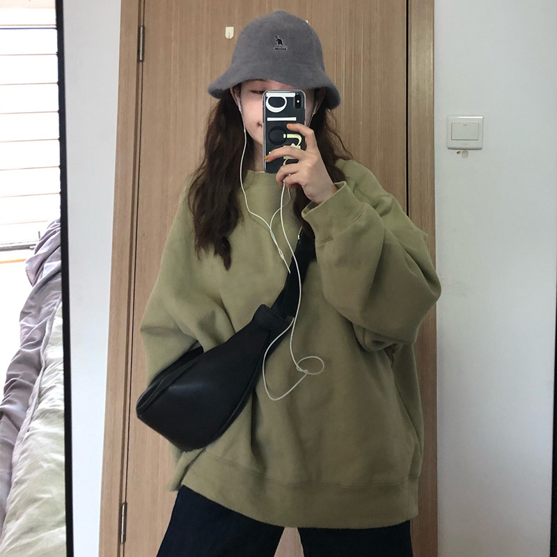 熱賣寬鬆圓領衛衣（橄欖綠 S碼-XXL碼）（下單後請聯絡客服確認發貨尺碼）