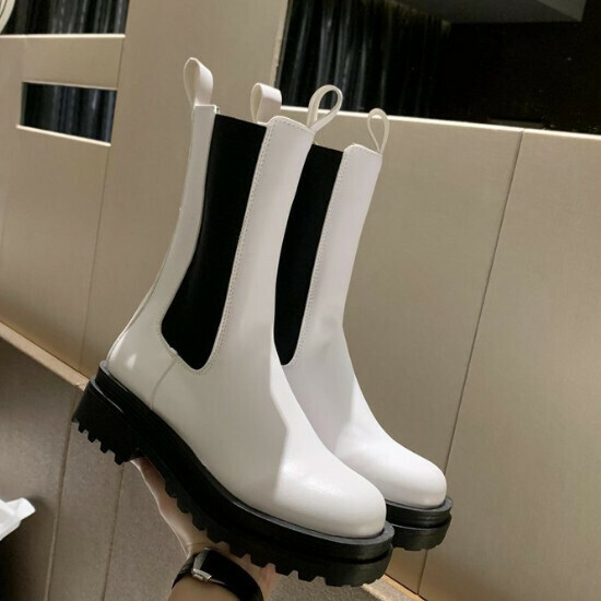 熱賣粗跟中筒靴【白色】【35-40碼】（下單後請聯絡客服確認發貨尺碼）