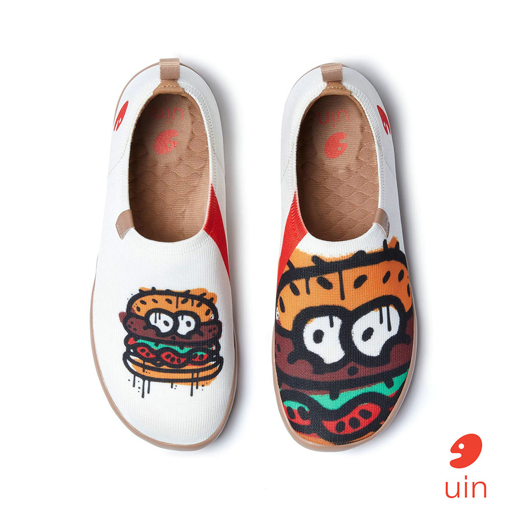 【 Uin 】西班牙原創設計 | 快樂漢堡 女鞋 彩繪鞋 休閒鞋 懶人鞋