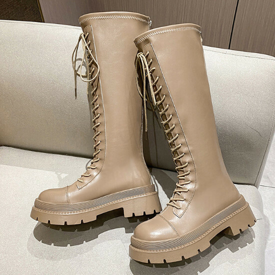 熱賣厚底高筒靴【卡其色】【35-40碼】（下單後請聯絡客服確認發貨尺碼）