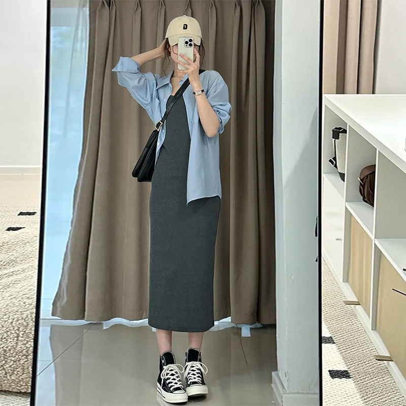 Hot selling long-sleeved shirt (blue S-XL) (please contact customer service to confirm the delivery size after placing the order)