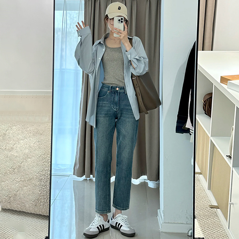Hot selling long-sleeved shirt (light blue S-XL) (please contact customer service to confirm the delivery size after placing the order)