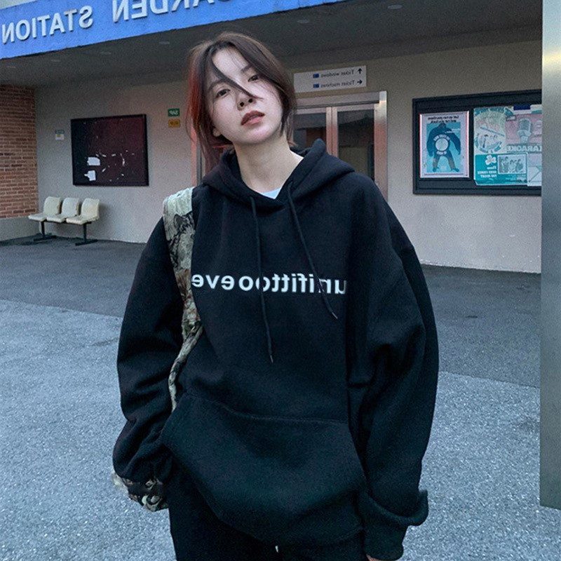 熱賣寬鬆連帽衛衣（黑色 S碼-XXXL碼）（下單後請聯絡客服確認發貨尺碼）