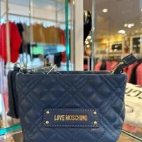 [S] LOVE MOSCHINO JC4313PP0FLA0750 SMALL LOGO ZIP BAG,BLUE, 8058055427978 (SLM298)