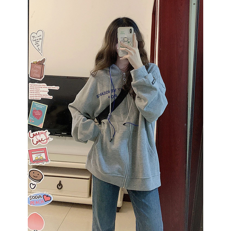 熱賣寬鬆拉鍊連帽衛衣（灰色 S碼-XXXL碼）（下單後請聯絡客服確認發貨尺碼）