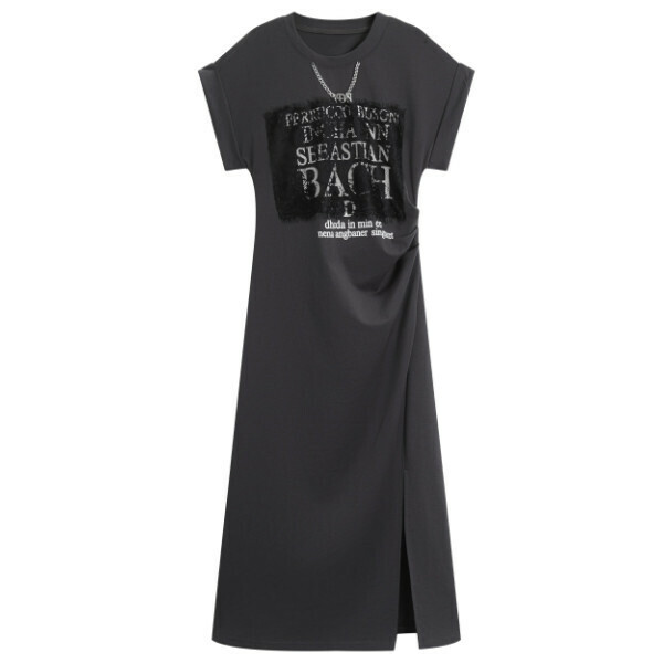 Hot selling printed slit long skirt (high-end gray) (M/L size) (contact customer service after placing the order to confirm the delivery size)