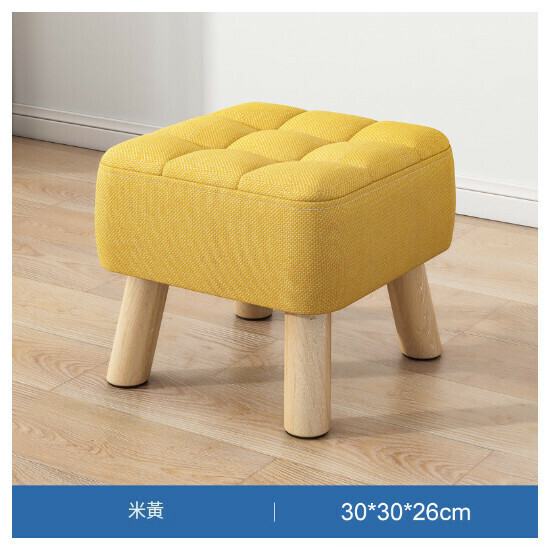 Hot selling living room small bench and shoe changing stool [beige 26cm high ☆ removable and washable + solid wood frame]
