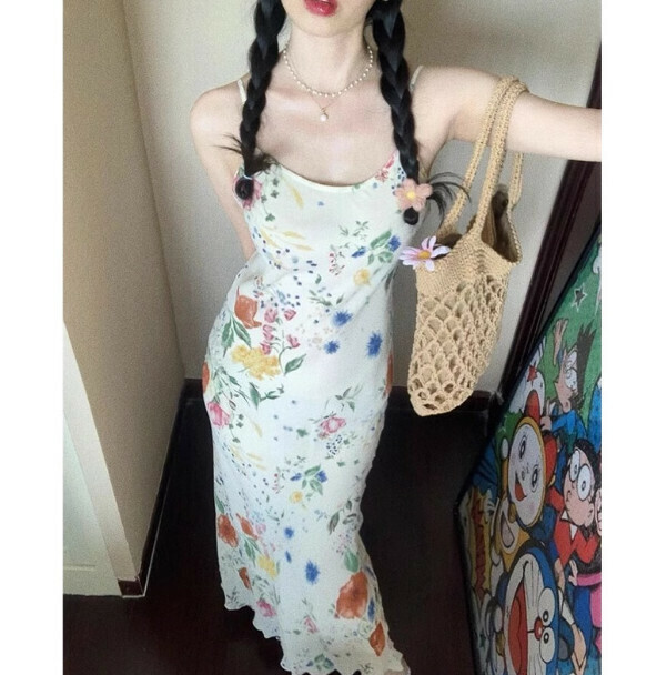 Hot selling suspender dress [tropical flower suspender dress] size [S size - XL size] [please contact customer service to confirm the delivery size after placing the order]