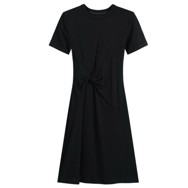 Hot selling short-sleeved T-shirt dress (black) (S-L size) (contact customer service after placing order to confirm delivery size)