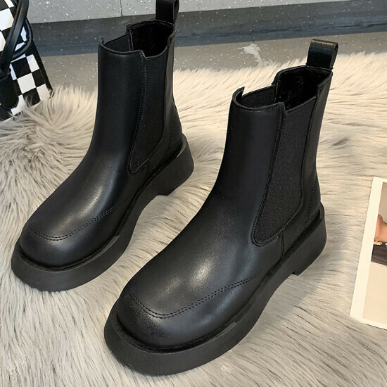 熱賣短筒厚底短靴【黑色】【35-40碼】（下單後請聯絡客服確認發貨尺碼）