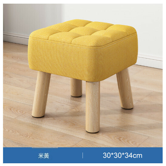 Hot selling living room small bench and shoe changing stool [beige 34cm high ☆ removable and washable + solid wood frame]