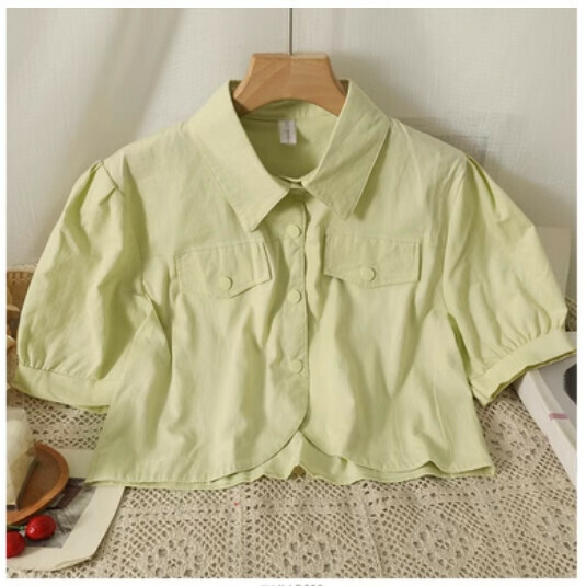 Single-breasted shirt with rollover (green) (one size)