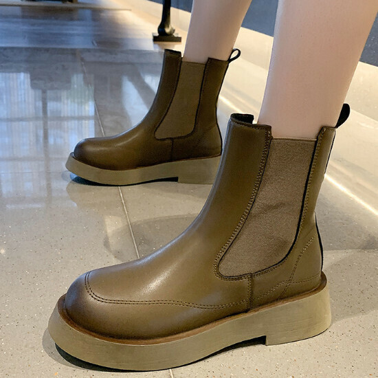 熱賣短筒厚底短靴【駝色】【35-40碼】（下單後請聯絡客服確認發貨尺碼）