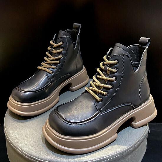 熱賣厚底系帶小短靴【卡其色】【35-40碼】（下單後請聯絡客服確認發貨尺碼）