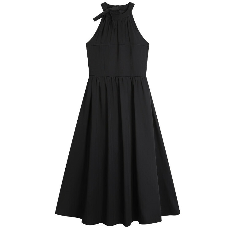Hot selling halterneck lace-up dress (black) (size S-L) (contact customer service after placing order to confirm delivery size)