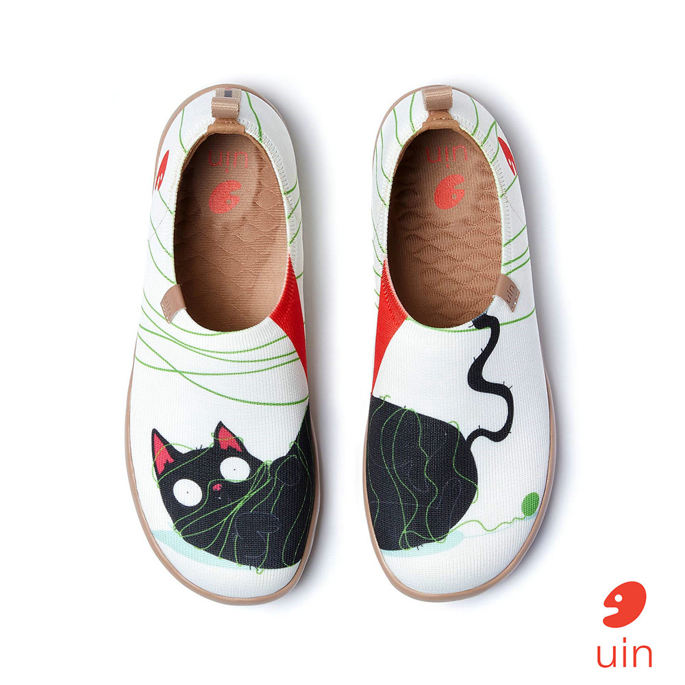【 Uin 】西班牙原創設計 | 躺平笨貓 女鞋 彩繪鞋 休閒鞋 懶人鞋