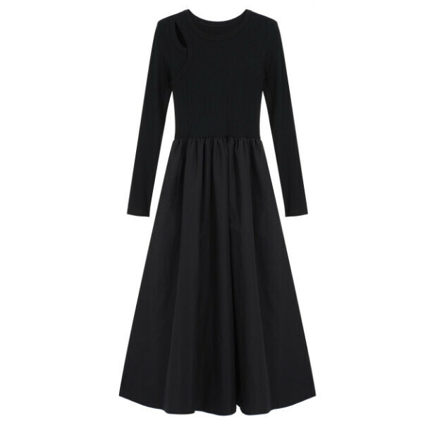 Hot selling knitted long-sleeved dress (black) (size S-L) (contact customer service after placing order to confirm delivery size)