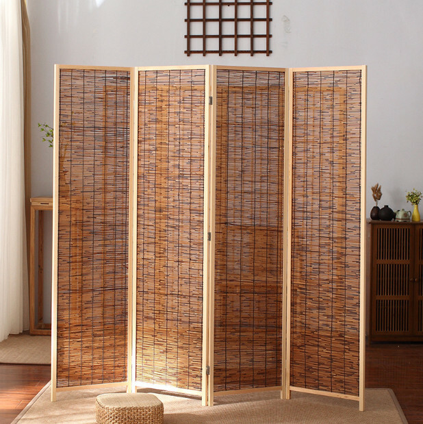熱推木藝傢具(共4片) 辨公室屏風 玄關分隔 客廳屏風【原木色框碳化色窗】共4片 180x50cmx4片