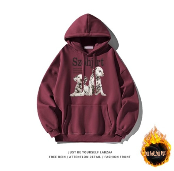 爆款連帽衛衣【M-3XL】【酒紅色-加絨加厚】(下單後聯絡客服確認發貨尺碼) 