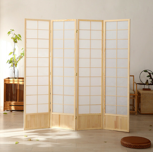 熱推木藝傢具(共4片) 辨公室屏風 玄關分隔 客廳屏風【原木色】共4片 180x45cmx4片