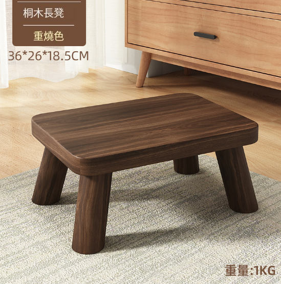 Hot Selling Low Stool Coffee Table Stool Doorway Shoe Changing Stool [Rectangular Stool] 18.5cm Heavy Burnt Color]
