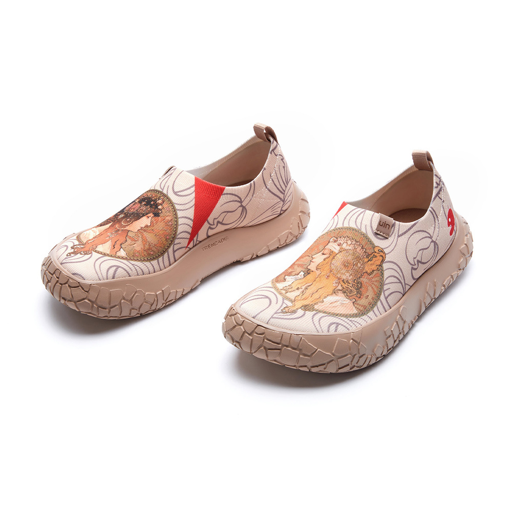 【 Uin 】西班牙原創設計 | 穆夏-黑髮女郎和金髮女郎 女鞋 彩繪鞋 休閒鞋 懶人鞋