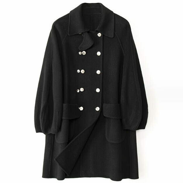 熱賣雙面毛呢大衣(S/M碼)(黑色)(下單後聯絡客服確認發貨尺碼)