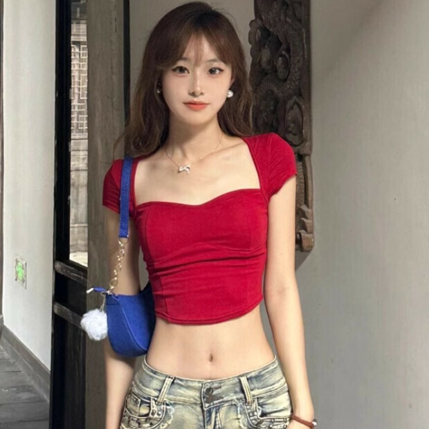 Hot Selling Short Top [Red] Sizes [S-XL] [Please contact customer service to confirm the delivery size after placing the order]