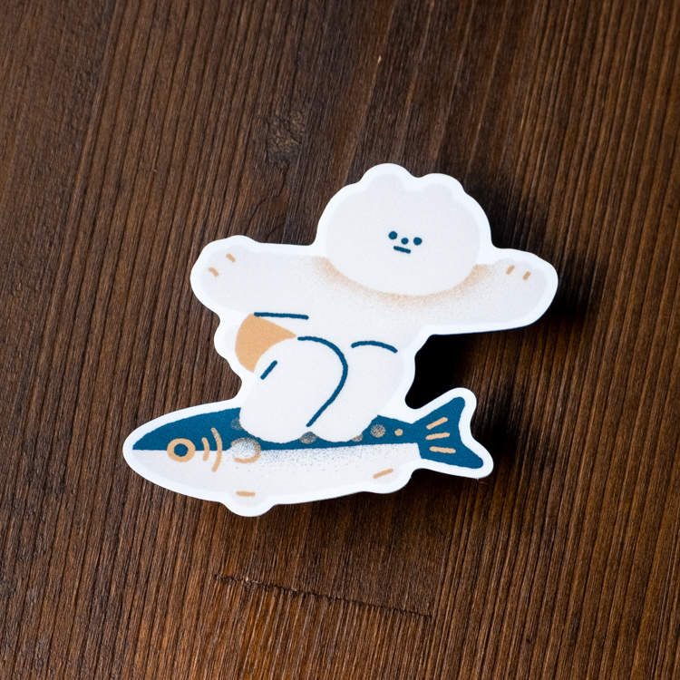 小黃間｜防水大貼紙｜衝浪熊