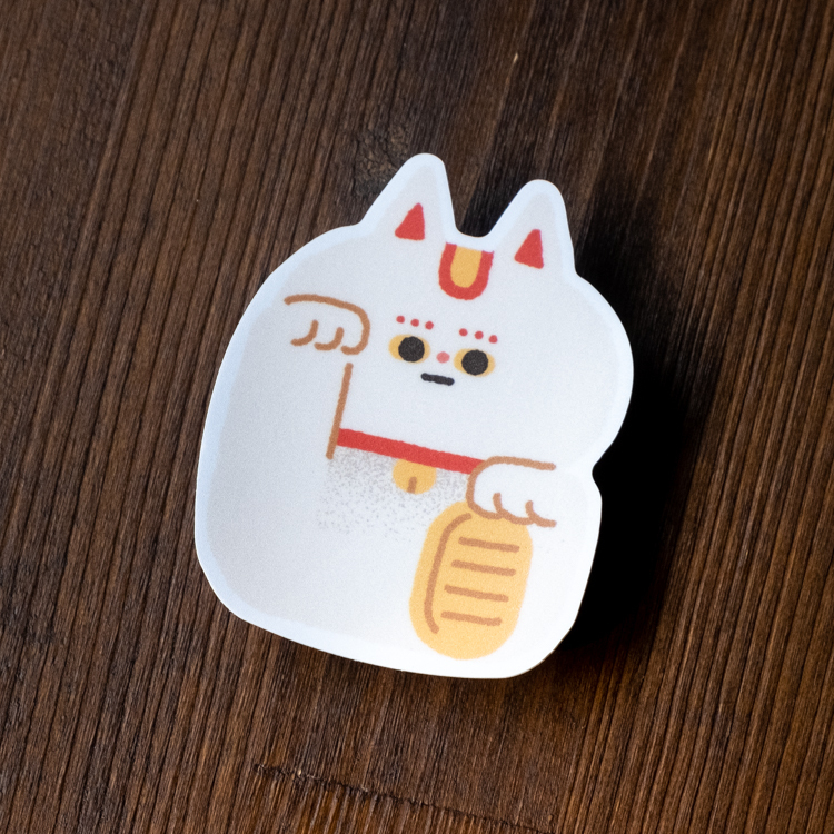 小黃間｜防水大貼紙｜招財貓