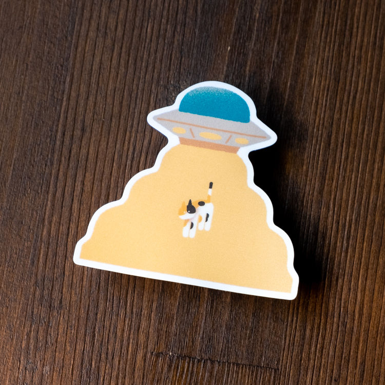 小黃間｜防水大貼紙｜飛碟花貓