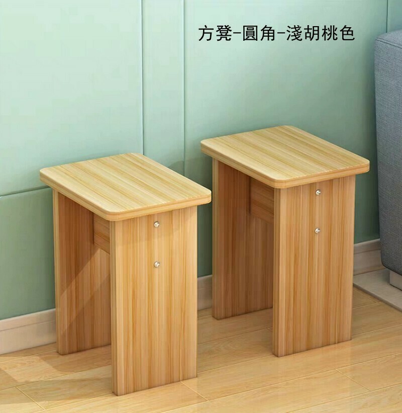 Hot selling simple small stool/household small bench/square stool-4 rounded corners-light walnut color