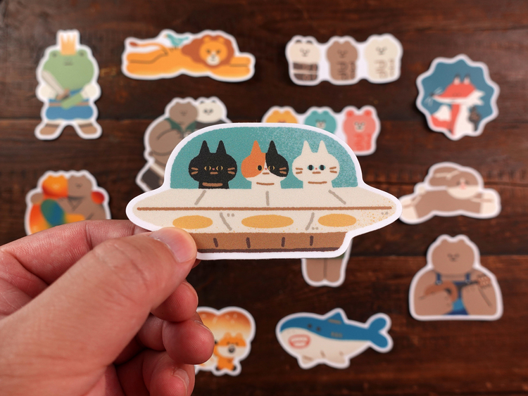 小黃間｜防水大貼紙｜幽浮貓