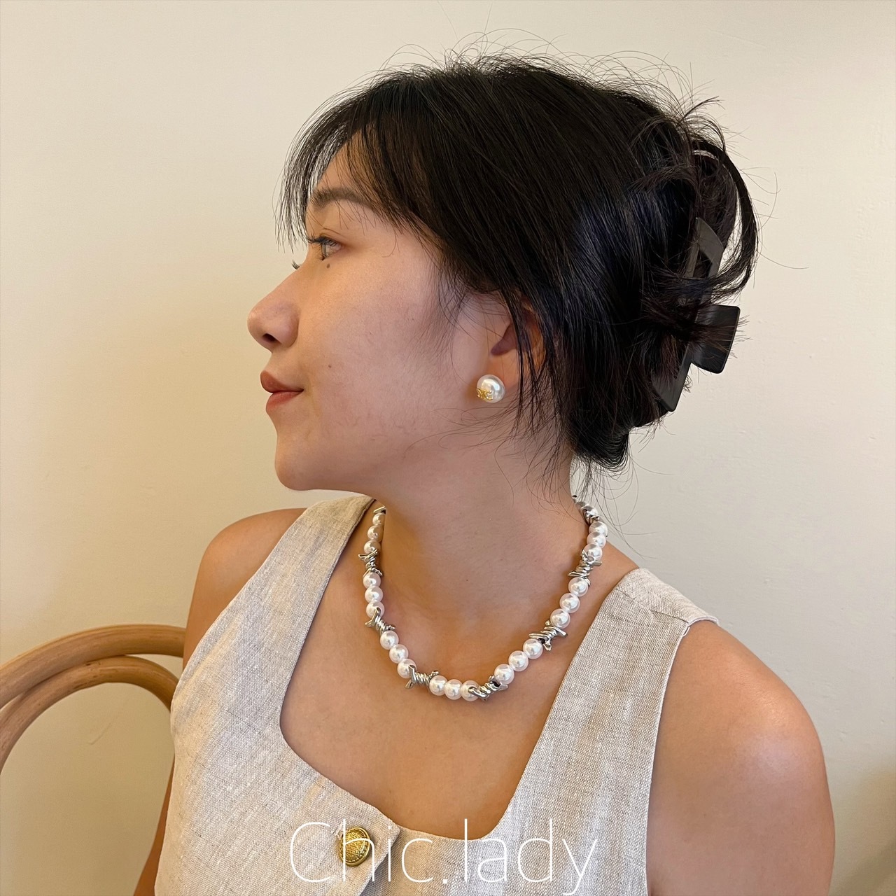 Necklace ｜拼接荊棘珍珠鍊