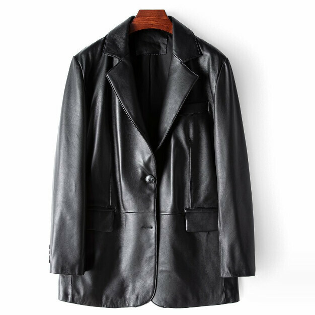 Hot Selling Genuine Leather Casual Suit Jacket (S-L Size) (Black) (Contact customer service after placing order to confirm delivery size)