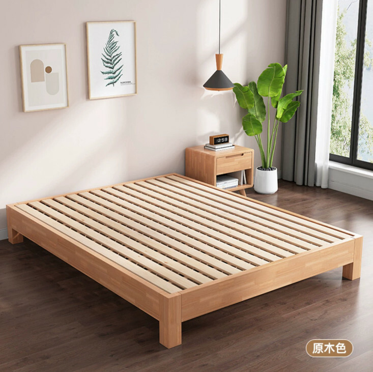 新款北歐實木家具 實木骨架床(無床頭背)(原木色)100x200cm