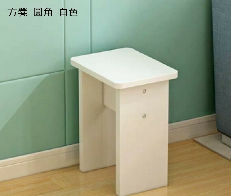 Hot selling simple small stool/home small bench/square stool-4 rounded corners-white