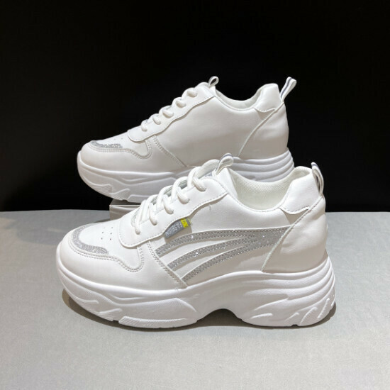 熱賣厚底皮面運動鞋【銀色】【35-40碼】（下單後請聯絡客服確認發貨尺碼）