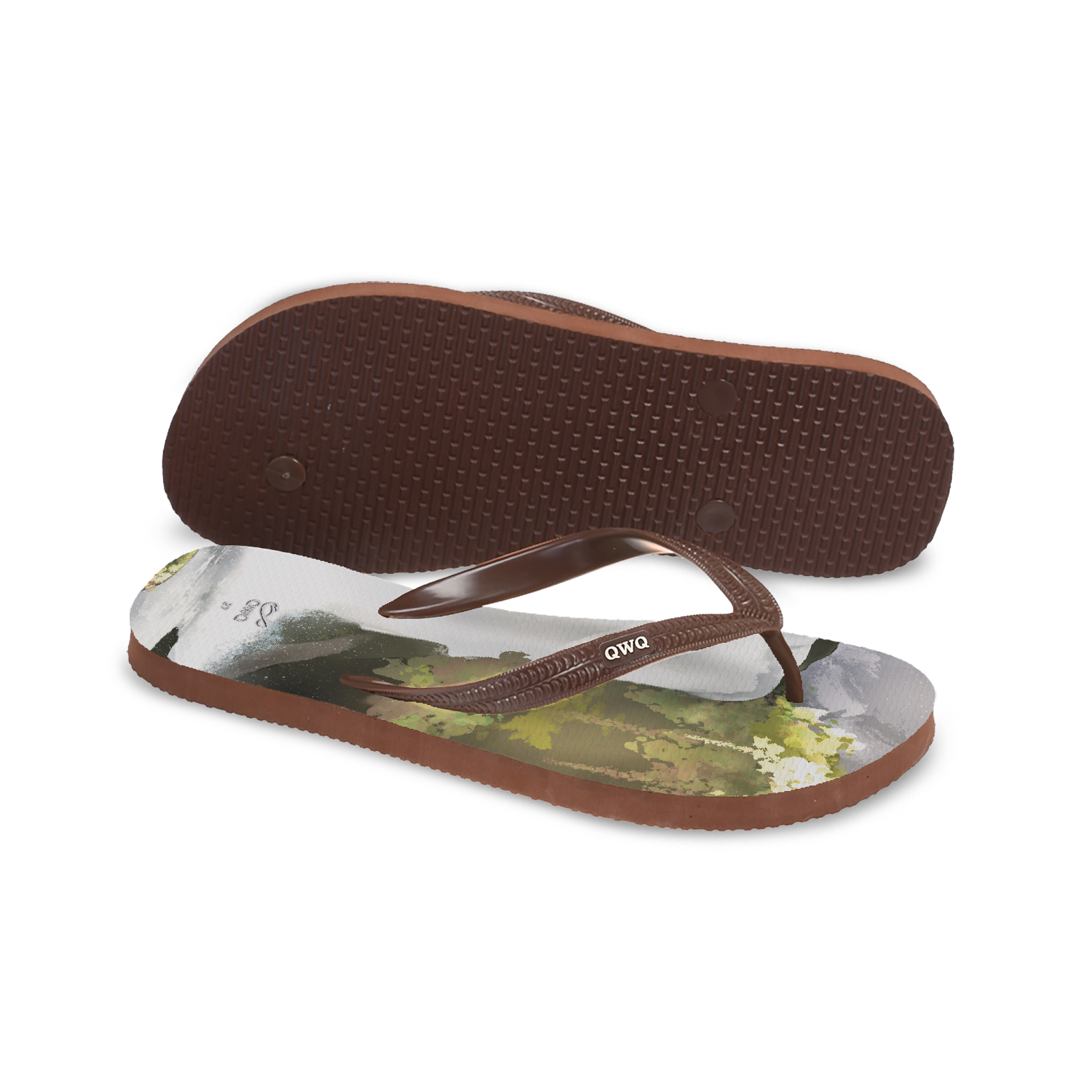 KaRin卡琳 內洞瀑布 男款粗帶人字夾腳拖鞋 可可棕