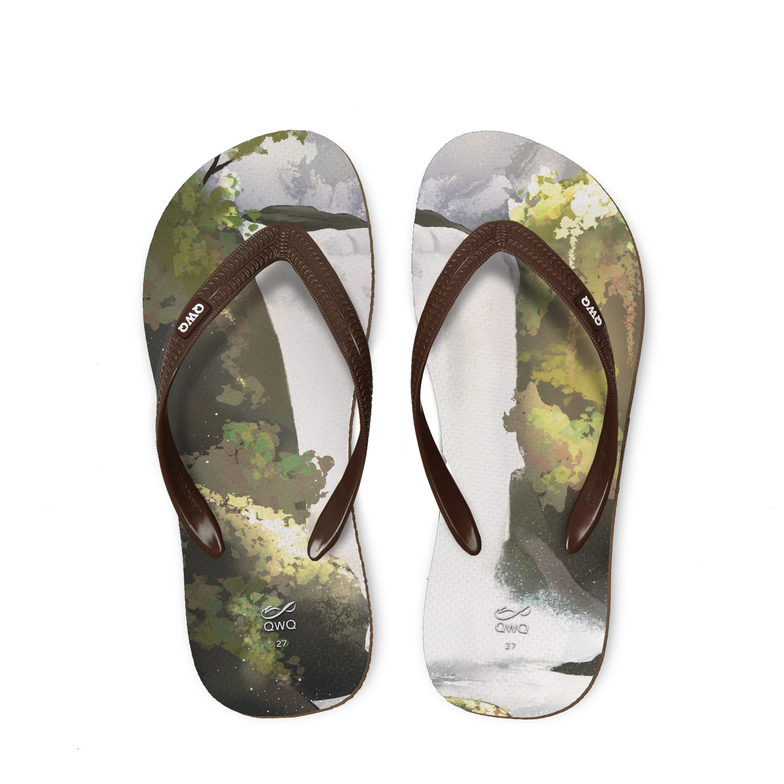 KaRin卡琳 內洞瀑布 男款粗帶人字夾腳拖鞋 可可棕