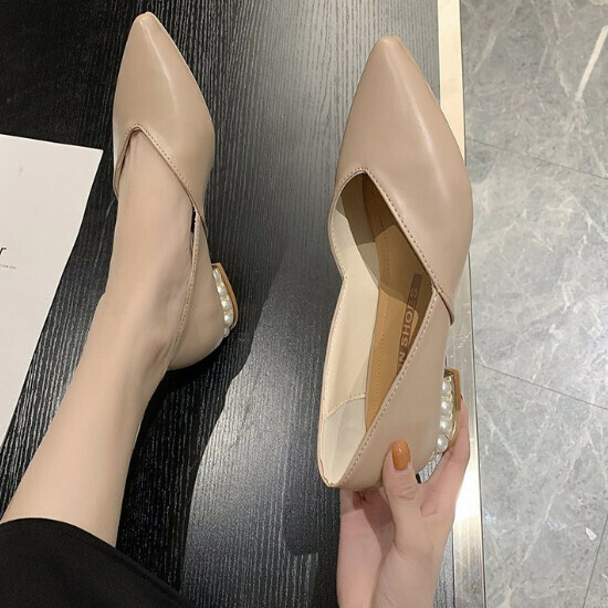 熱賣淺口尖頭單鞋【杏色】【35-39碼】（下單後請聯絡客服確認發貨尺碼）