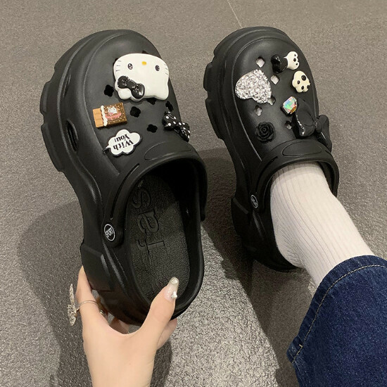 熱賣厚底洞洞拖鞋【黑色】【34-40碼】（下單後請聯絡客服確認發貨尺碼）